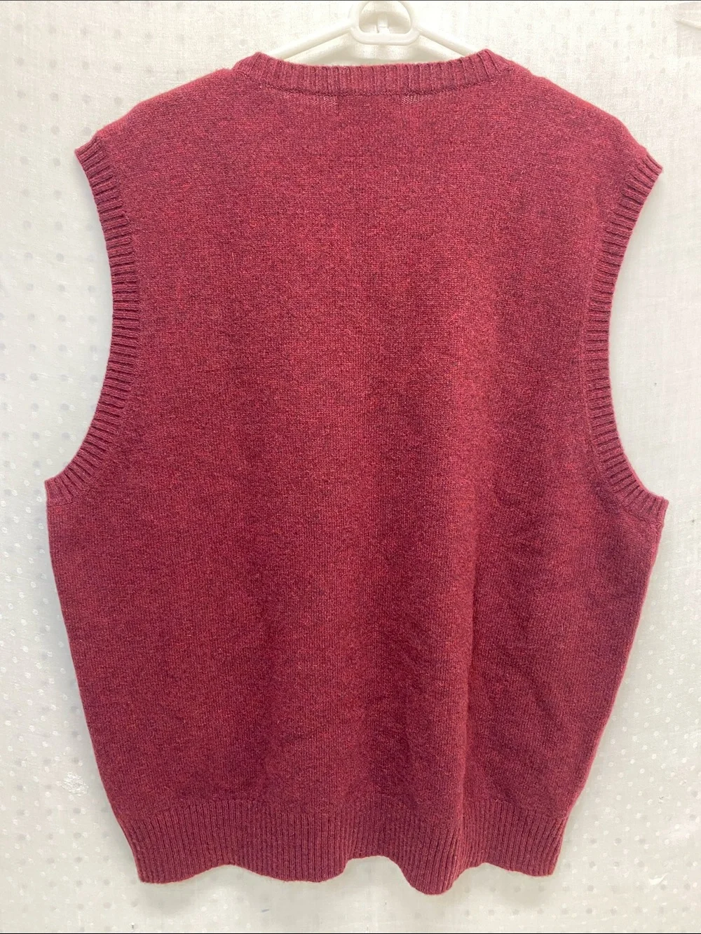 Vtg Club Room Mens XL 100% Pure Lambs Wool V Neck Burgundy Sweater Vest Grandpa